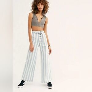 Boyish Charley Striped Kick Flare Jeans Womens Size 25 Casablanca Botton Fly